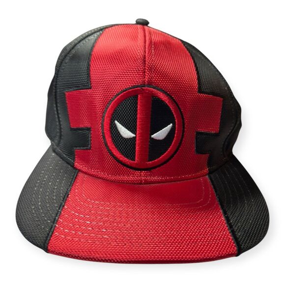 Marvel Deadpool‎ Red Logo Hat Adjustable Adult Size Hat Black Cap OSFM - Picture 3 of 5